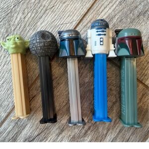 PEZ Star Wars Dispenser Lot 5 Yoda Death Star Boba Jango Fett R2D2 candy Y2K